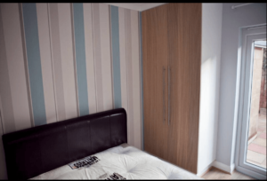 bedroom with wallpaper