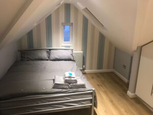 bedroom with grey features